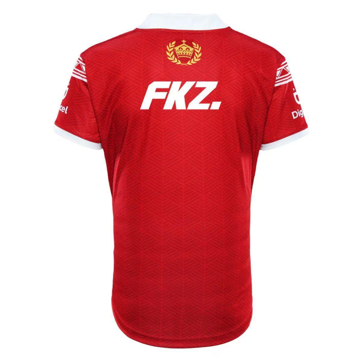2026 Tonga Red with White Collar and White Polynesian Tribal Pattern 150th Anniversary Jersey