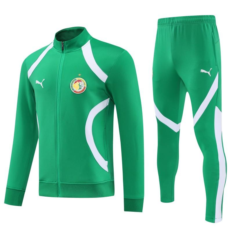 26/27 Senegal Green & White Full Zipper Jacket Tracksuit + Long Pants