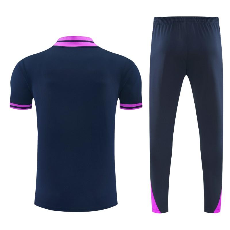 26/27 FC Barcelona Navy Blue with Purple Short Sleeve Tracksuit + Long Pants