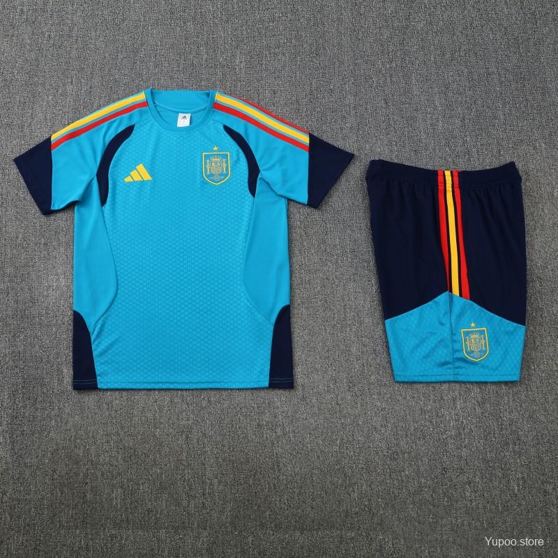 26/27 Spain Light Blue Short Sleeve+Soccer Shorts