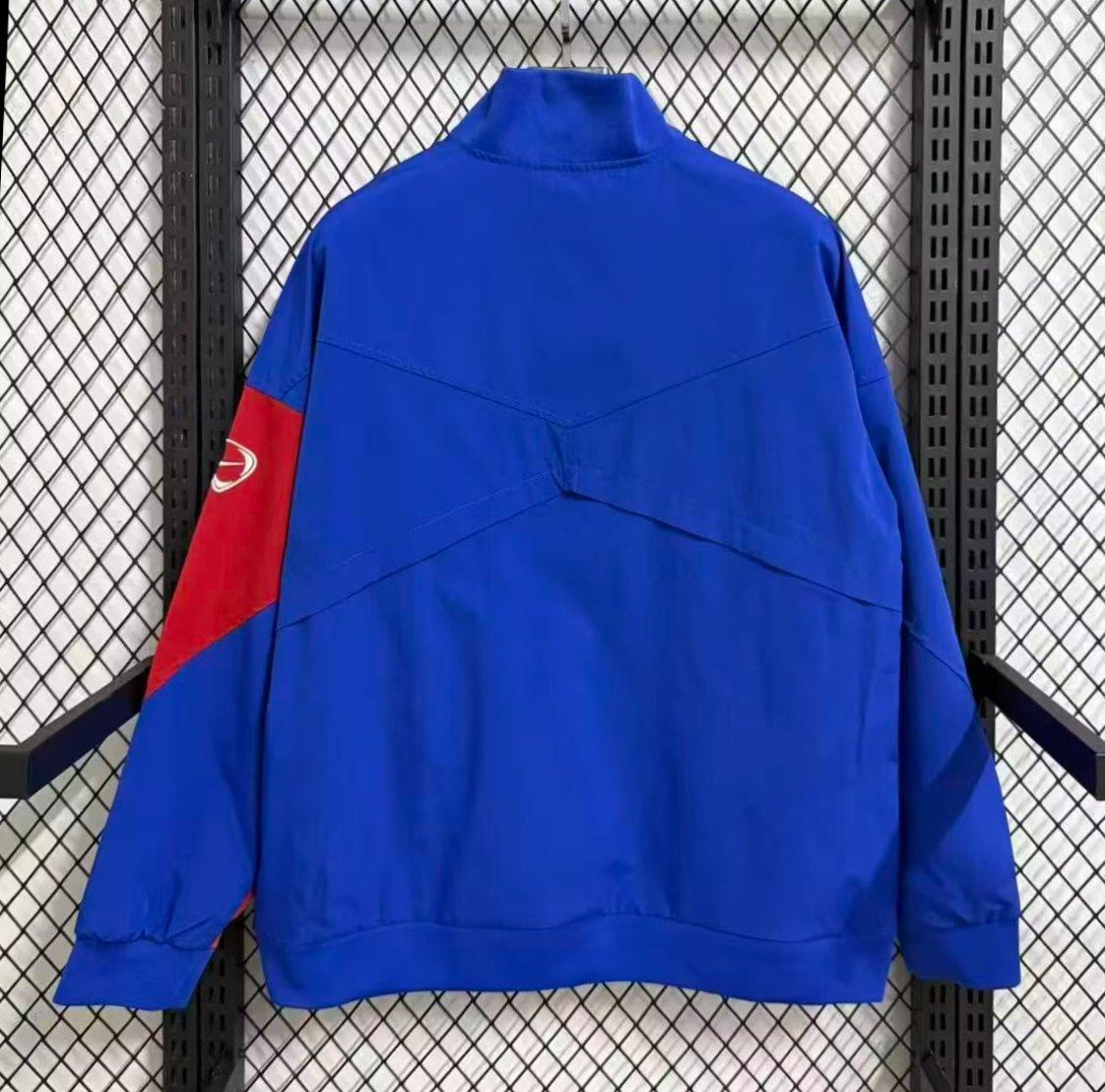 25/26 Paris Saint-Germain Blue with Red Full Zipper Windbreaker