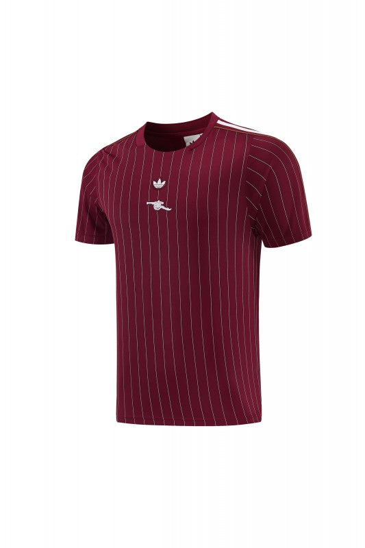 26/27 Arsenal Maroon Pinstripe Short Sleeve+Soccer Shorts