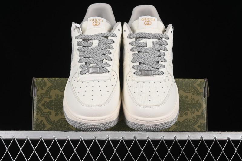 Nike Air Force 1 '07 Low Gucci Collaboration - Beige Grey Linen Casual Sneakers - XZ3398-688