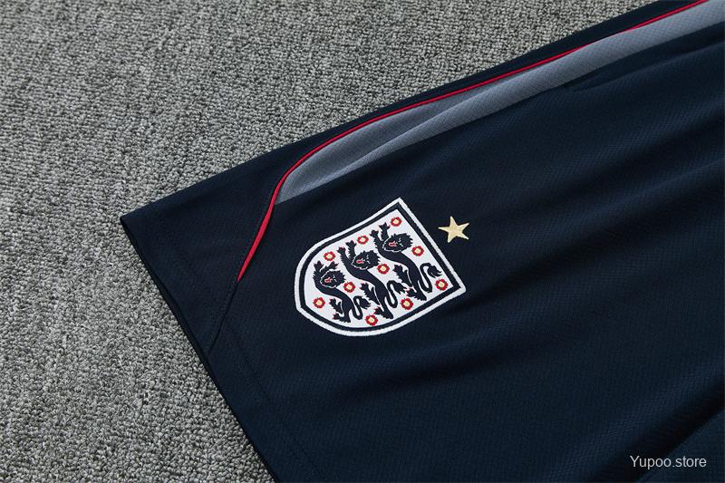 2026 England Grey Short Sleeve+ Navy Blue Soccer Shorts
