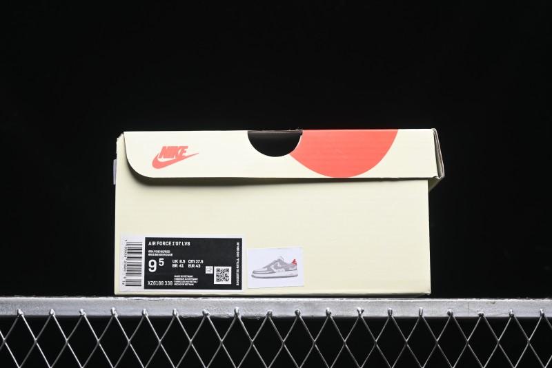 Nike Air Force 1 '07 Low Stussy Collaboration - Beige Grey Red Print Casual Sneakers - XZ6188-338