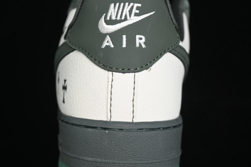 Nike Air Force 1 '07 Low Chrome Hearts Collaboration - Moss Green White Low-Top Casual Sneakers - KK1988-029
