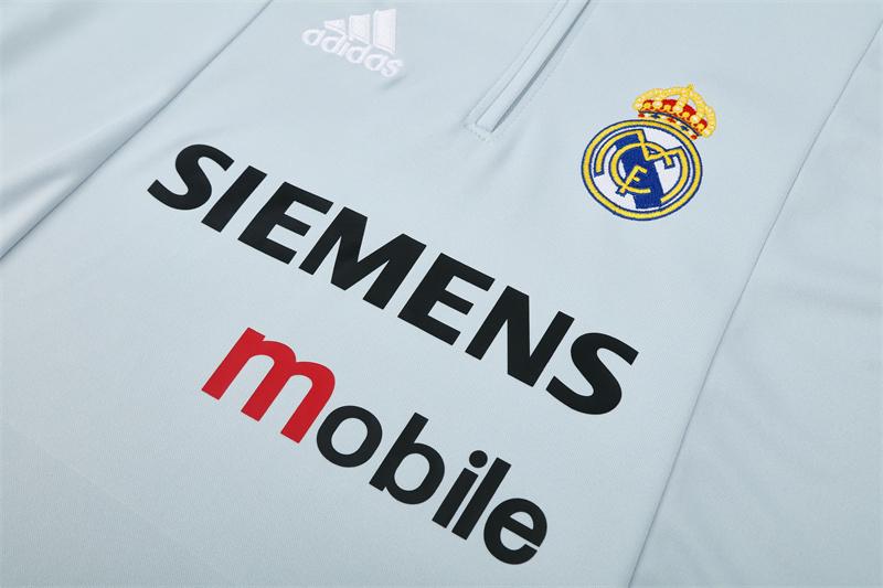 Retro 04/05 Real Madrid Light Grey Half Zipper Jacket