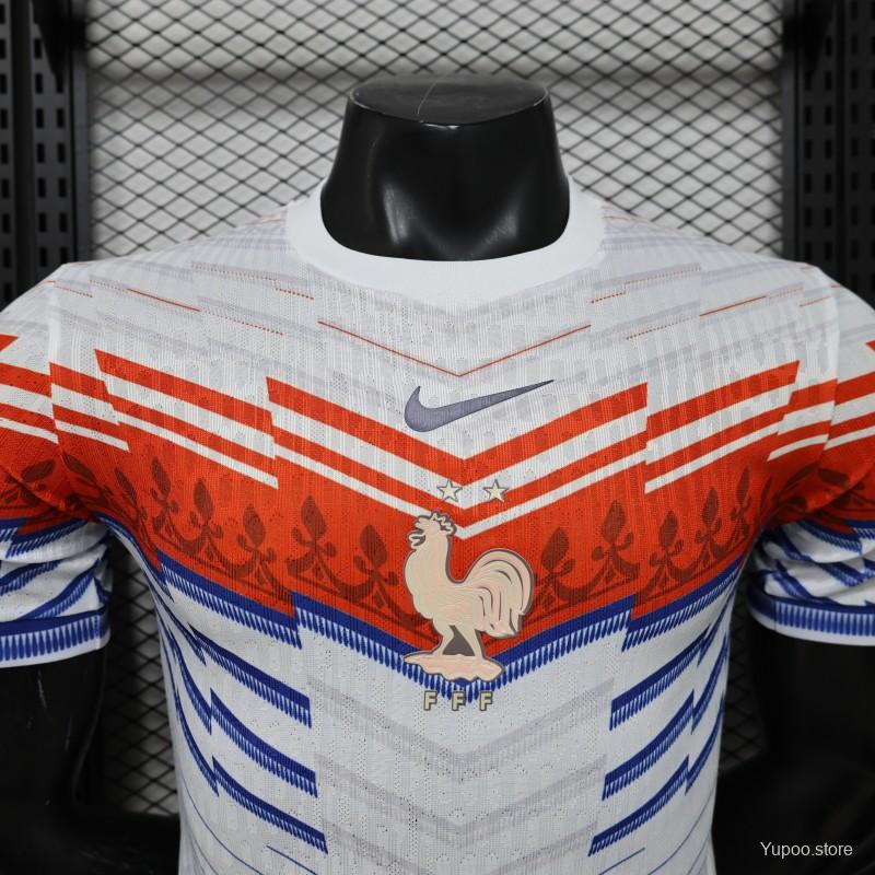 Player Version 2026 France Away White with Red & Blue Chevron Stripe Special Edition Jersey