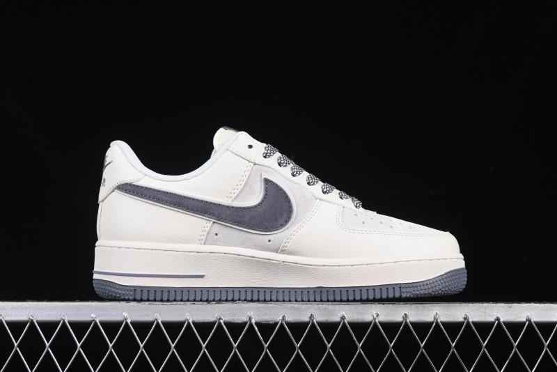 Nike Air Force 1 '07 Low Stussy Collaboration Beige Grey Embroidered Swoosh Low-Top Casual Sneakers - DM6688-003