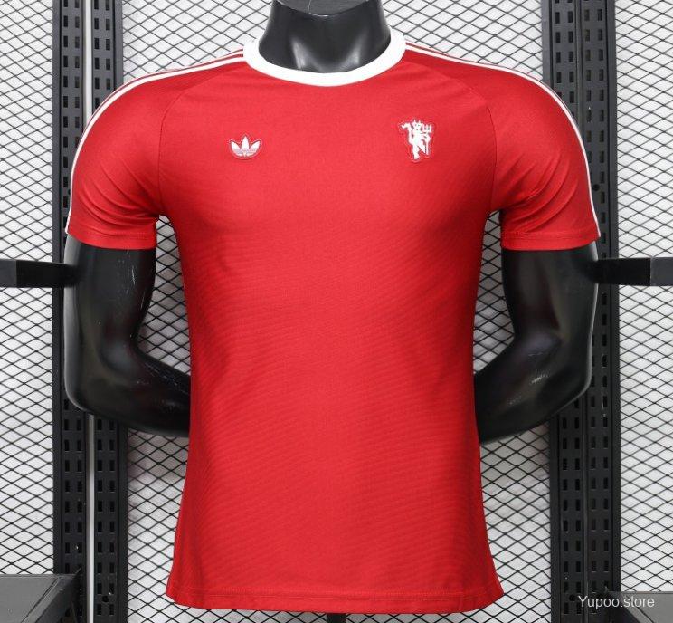 Player Version 26/27 Manchester United Red with White Three-Stripe Shoulders Jersey