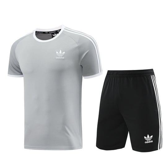 AD07 gray shorts suit S-2XL