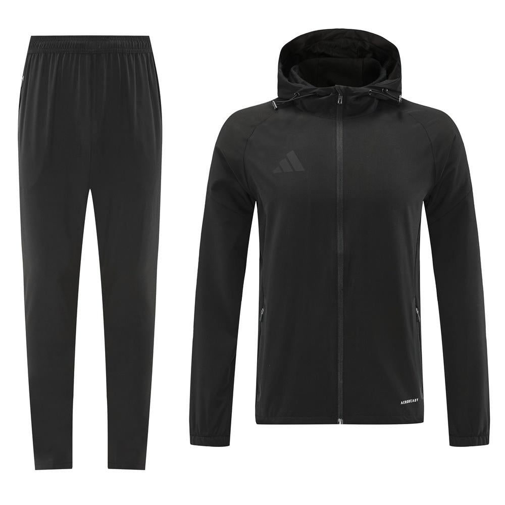 25/26 Adidas Black Hoodie Full Zipper Jacket + Long Pants