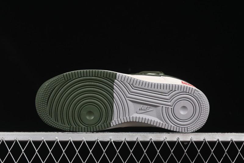 Nike Air Force 1'07 Low Supreme Collaboration Dual-Tone Grey Green Lace-Up Casual Sneakers - DM6868-070