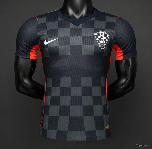 Player Version 2026 Croatia Dark Black with Dark Checkered Pattern Jersey