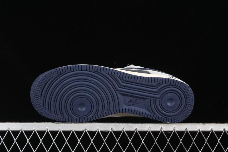 Nike Air Force 1 '07 Low Stussy Collaboration - Grey Pigskin Blue Sole Low-Top Casual Sneakers - SJ6698-005