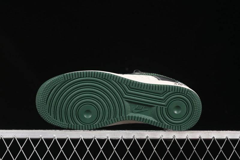 Nike Air Force 1 '07 Low Stussy Collaboration Black Green Swoosh Casual Sneakers - XS1958-572