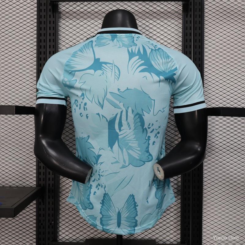 Player Version 2025 Algeria Light Blue with Tropical Leaves Pattern Jersey