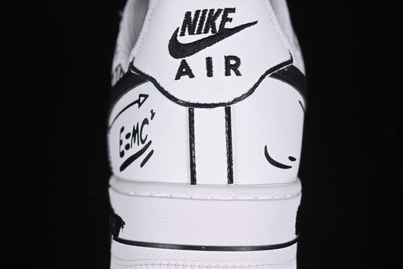 Nike Air Force 1 '07 Low Custom Casual Sneakers with Black and White Manga-Style Hand-Drawn Function Formulas - CT7724-111