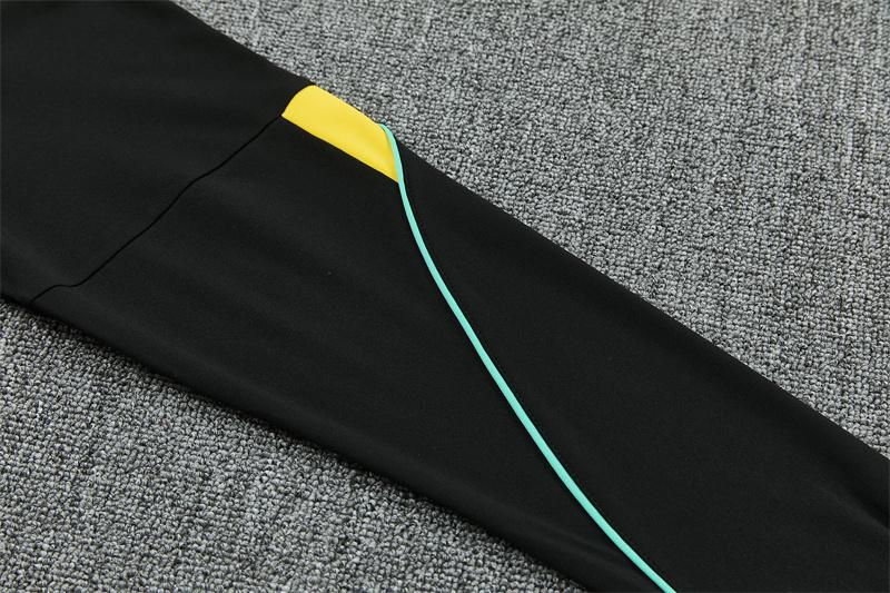 2026 Brazil Black & Yellow Half Zipper Jacket Tracksuit + Long Pants