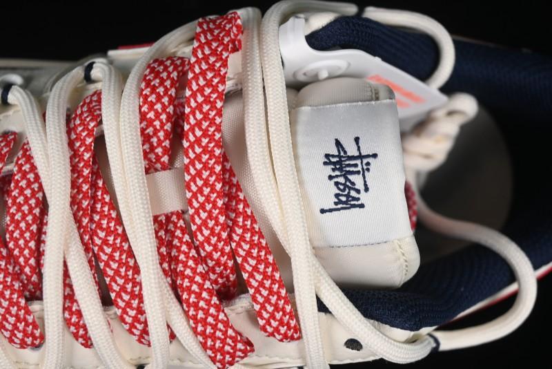 Nike Air Force 1 '07 Low Stussy Collaboration - Off White Red Lace-Up Low-Top Casual Sneakers - SJ1198-300