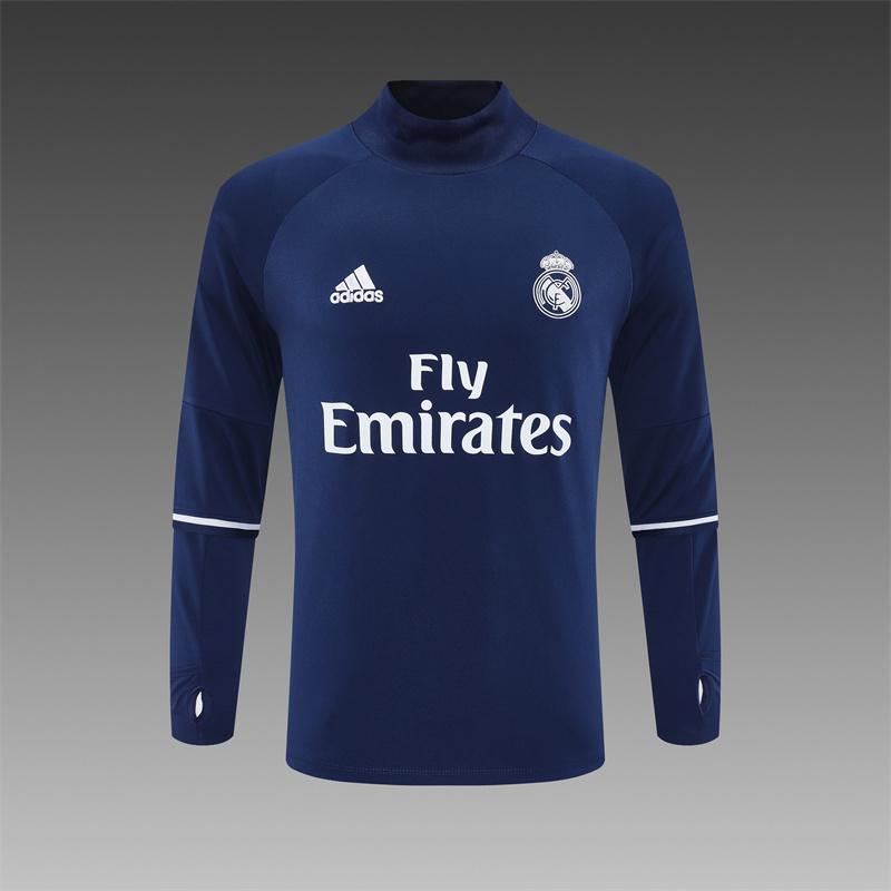 Retro 16/17 Real Madrid Royal Blue Half Zipper Jacket
