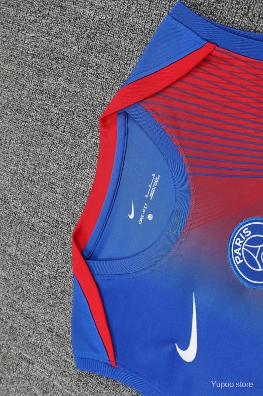 25/26 PSG Red/Blue Vest Jersey+Shorts