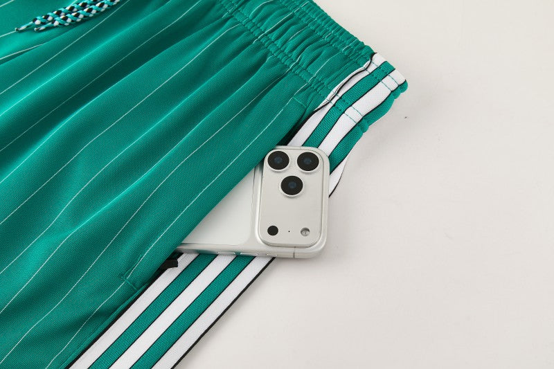 26/27 Liverpool Green Pinstripe Short Sleeve+Soccer Shorts