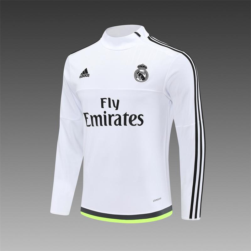 Retro 15/16 Real Madrid White Half Zipper Jacket