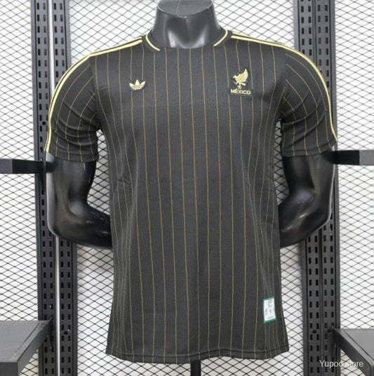 2026 Player Version Mexico Black with Gold Pinstripes Jersey