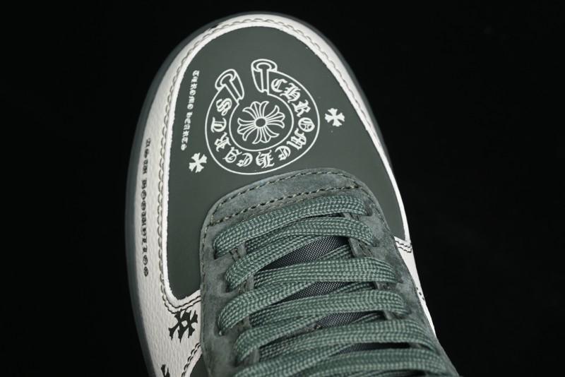 Nike Air Force 1 '07 Low Chrome Hearts Collaboration - Moss Green White Low-Top Casual Sneakers - KK1988-029