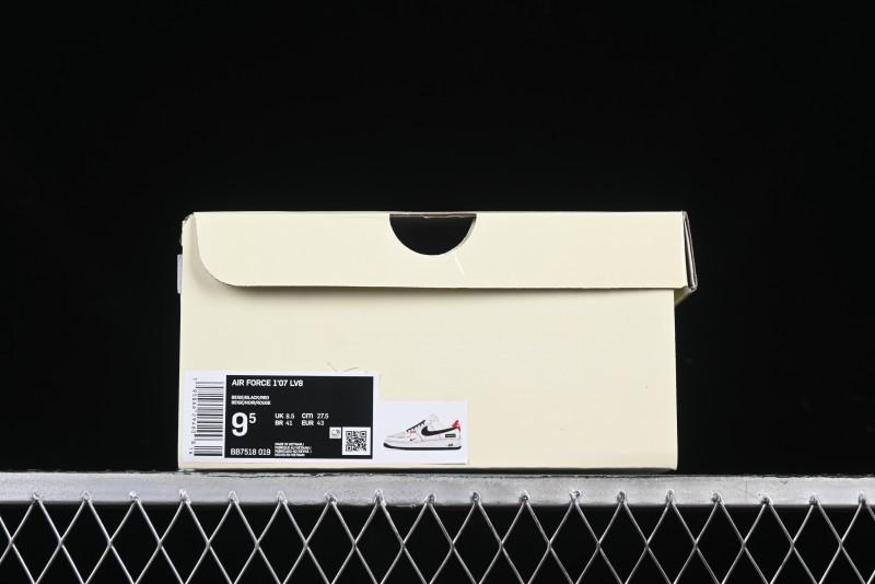Nike Air Force 1 '07 Low Supreme Collaboration Casual Sneakers in Beige Black Red - BB7518-019