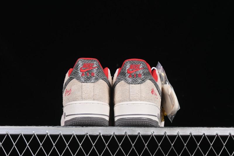 Nike Air Force 1 '07 Low Supreme Collaboration Grey Snake Scale Low-Top Casual Sneakers - DM6688-010