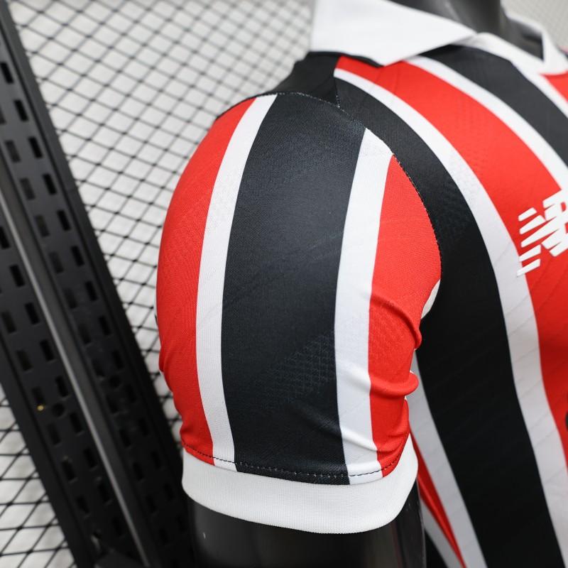 Player Version 26/27 São Paulo FC Away Red & Black Stripe  With White Collar Jersey