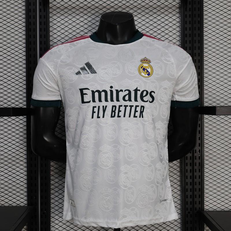 25/26 Player Version Real Madrid White with Subtle Crest Pattern Jersey