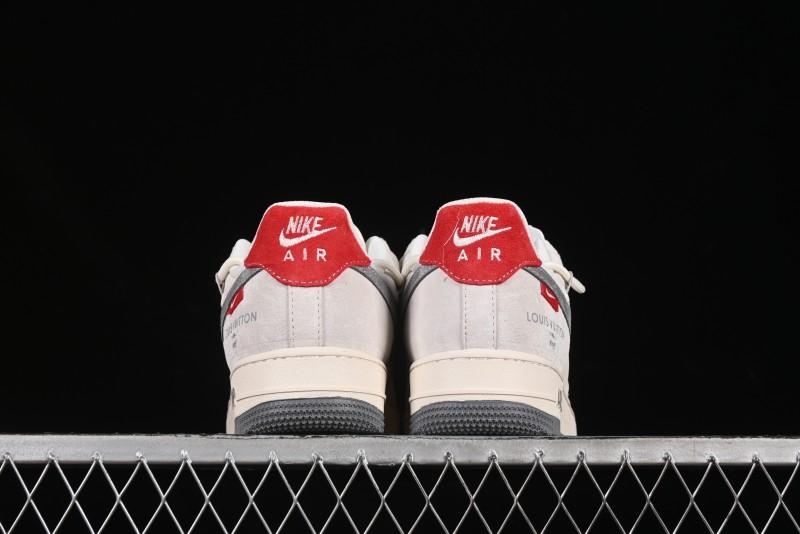 Nike Air Force 1 '07 Low LV Collaboration Two-Tone Red Heel Drawstring Casual Sneakers - DM6868-084
