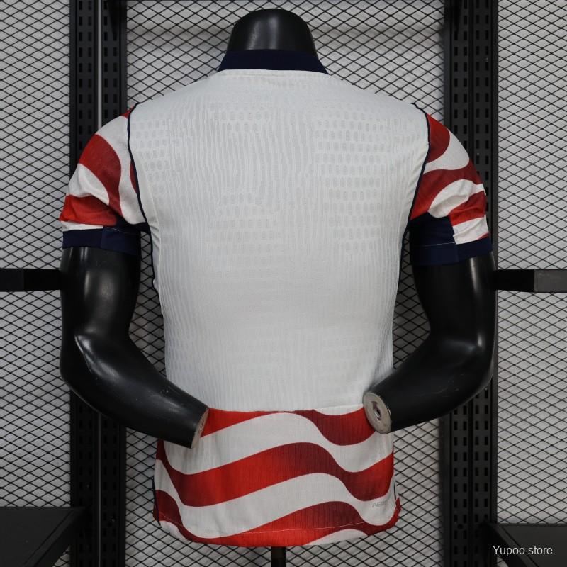 Player Version 2026 USA Home Red & White Stripe  Jersey