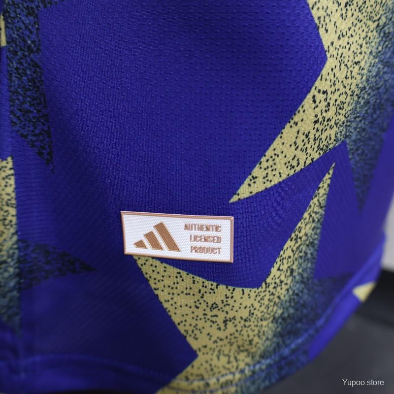 Player Version 2026  Argentina AFA Adidas Special Edition Royal Blue Gold Star Print Champions Jersey