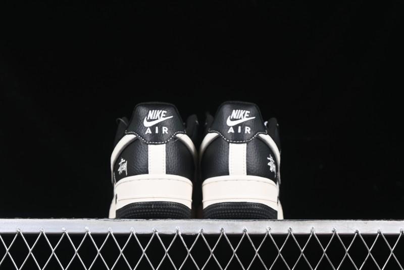 Nike Air Force 1 '07 Low Stussy Collaboration Black & White Swoosh Casual Sneakers - XZ6188-081