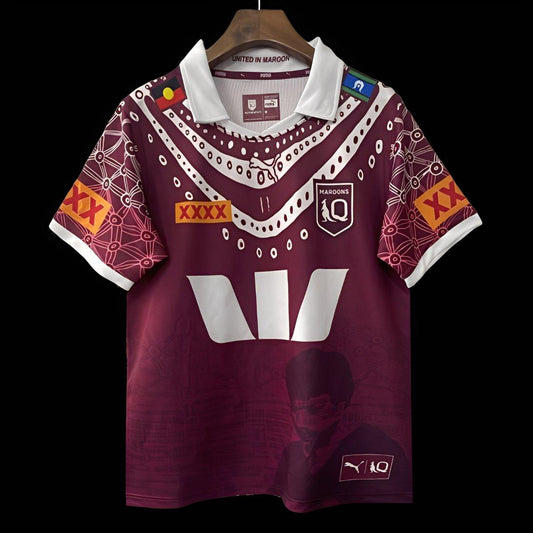 2026 Queensland Maroons Maroon with Indigenous Cultural Pattern Jersey