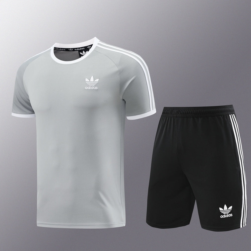 AD07 gray shorts suit S-2XL