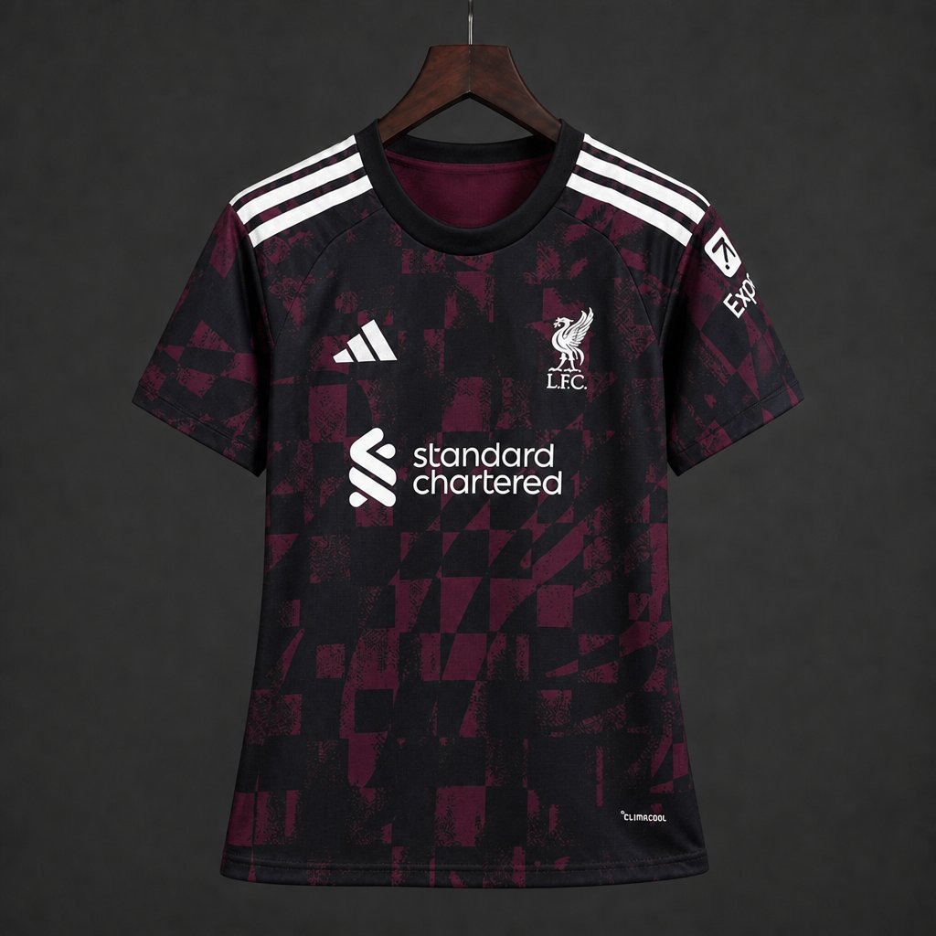 26/27 Womens Liverpool Third Black with Burgundy Jersey