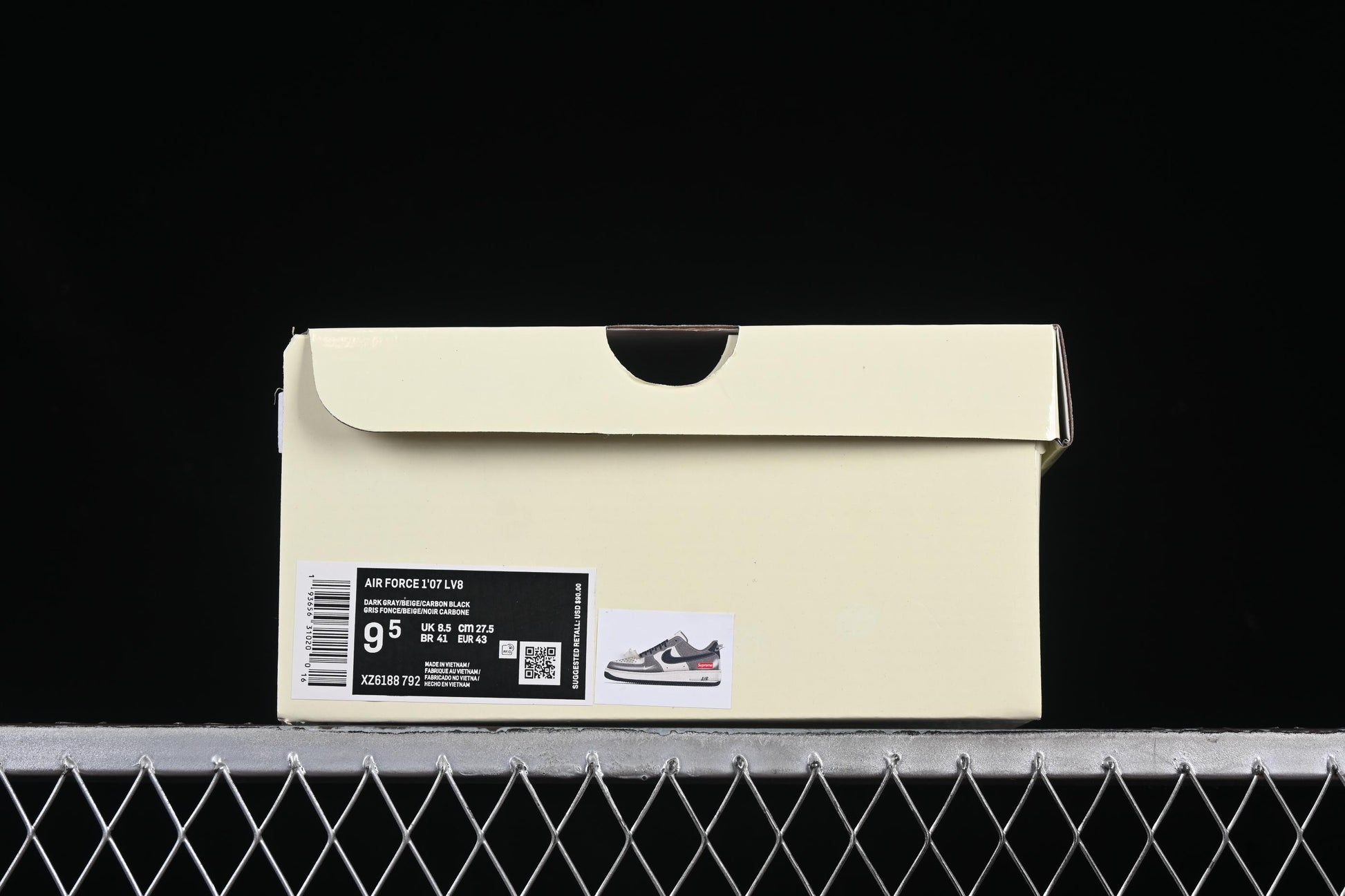 Nike Air Force 1 '07 Low Supreme Collaboration Black Grey Patchwork Casual Sneakers - XZ6188-792