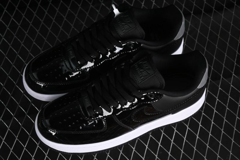 Nike Air Force 1 '07 Low Patent Leather All Black Casual Sneakers - AH6827-001
