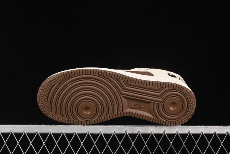 Nike Air Force 1 '07 Low BAPE Collaboration Beige Brown Graffiti Swoosh Casual Sneakers - DF0188-061
