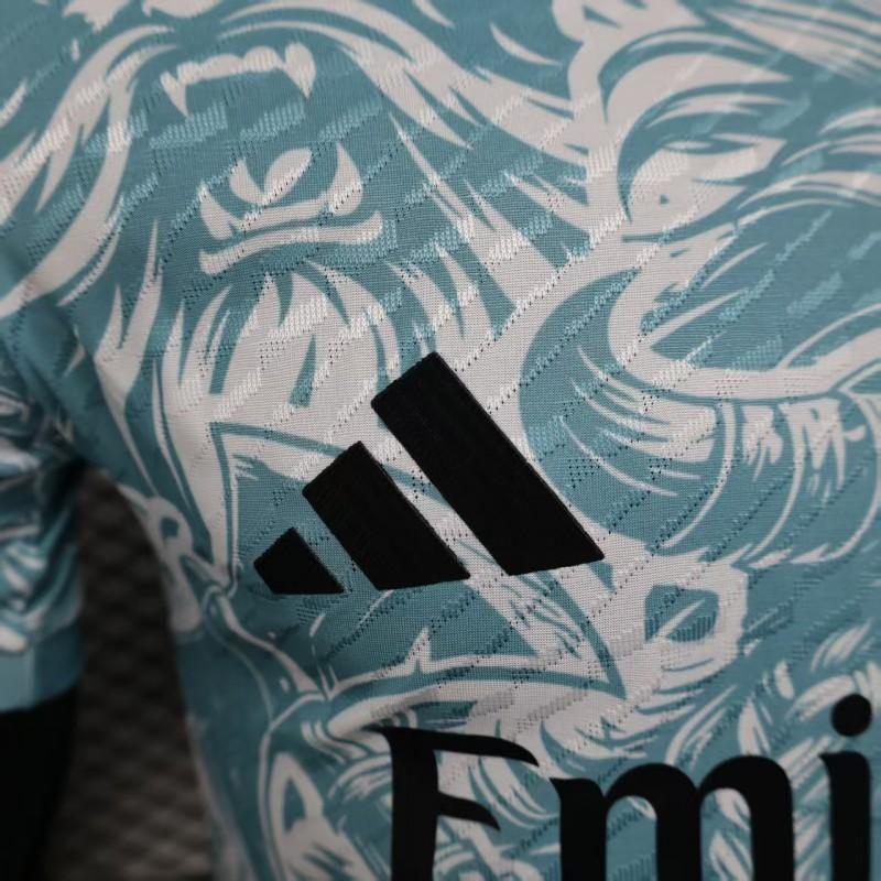 Player Version 25/26 Real Madrid Light Blue with Viking Warrior Pattern Jersey