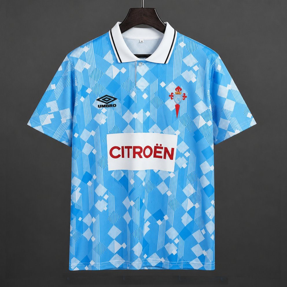Retro 95/96 Celta de Vigo Light Blue with Diamond Pattern Home Jersey