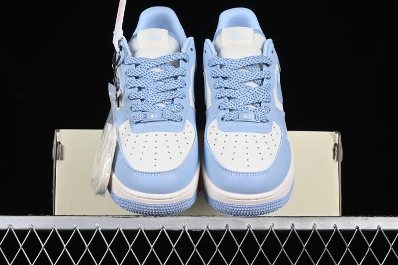 Nike Air Force 1 '07 Low Stussy Collaboration - Sky Blue Low-Top Casual Sneakers - BB9599-201