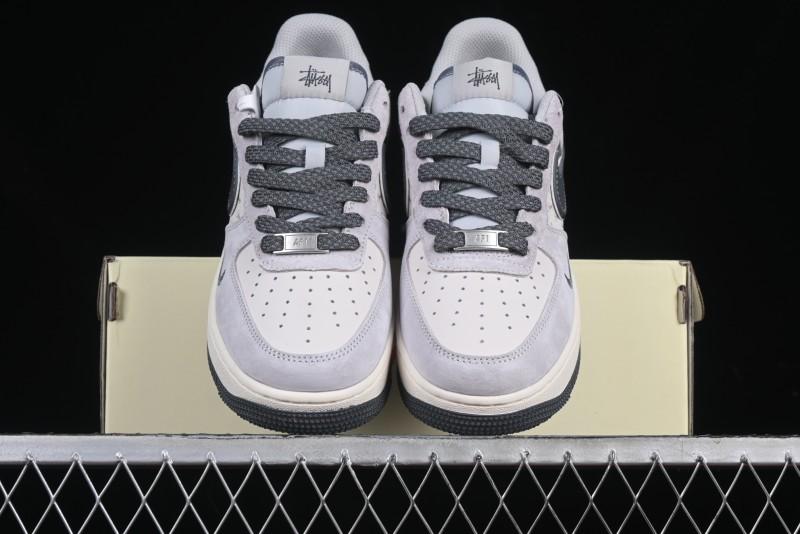 Nike Air Force 1 '07 Low Stussy Collaboration Grey Swoosh Casual Sneakers - XZ6188-911