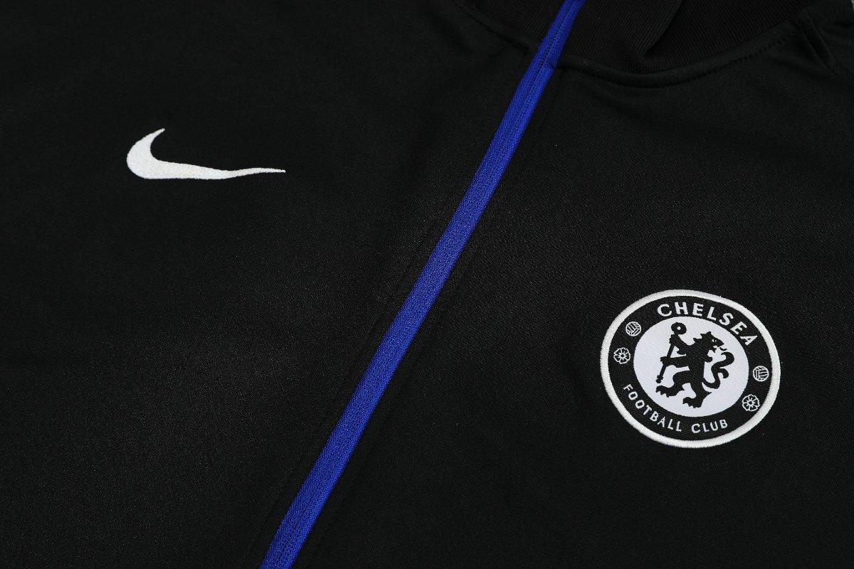 25/26 Chelsea Black with Blue Accents FULL Zipper Jacket Tracksuit +Long Pants