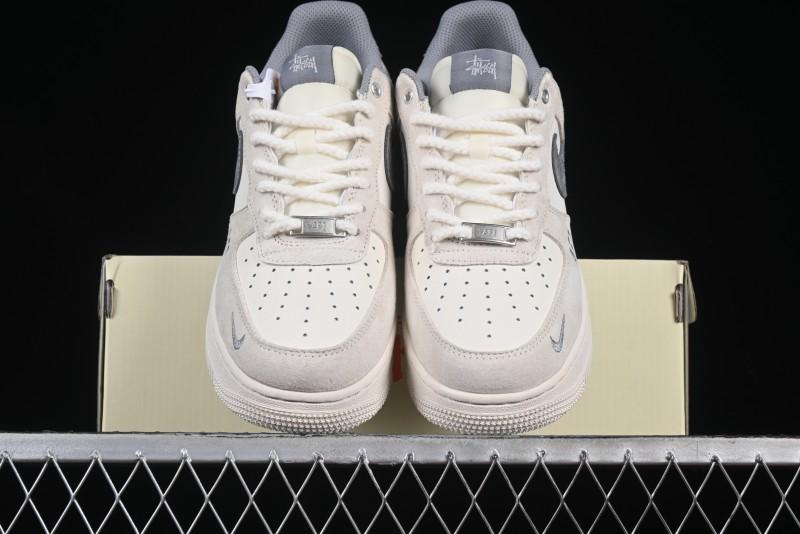 Nike Air Force 1 '07 Low Stussy Collaboration Dual-Tone Beige Low-Top Casual Sneakers - SJ6698-024